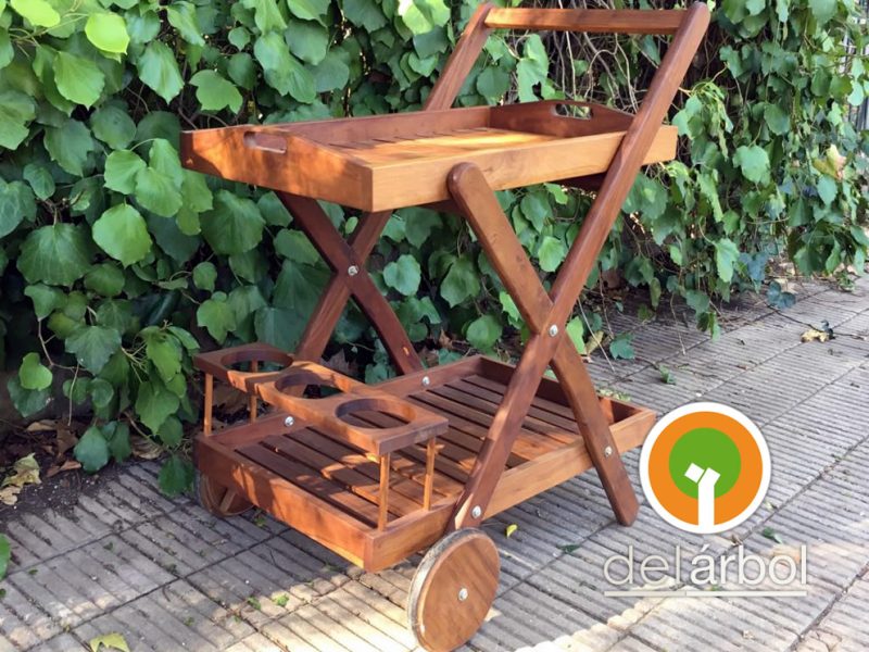 Carro Bar de Madera para Jardín y Exterior | del-arbol.com.ar