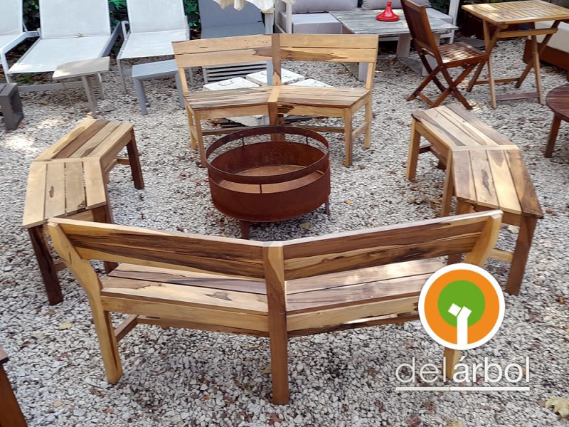 Banco Fogonero de Madera para Jardín y Exterior | del-arbol.com.ar