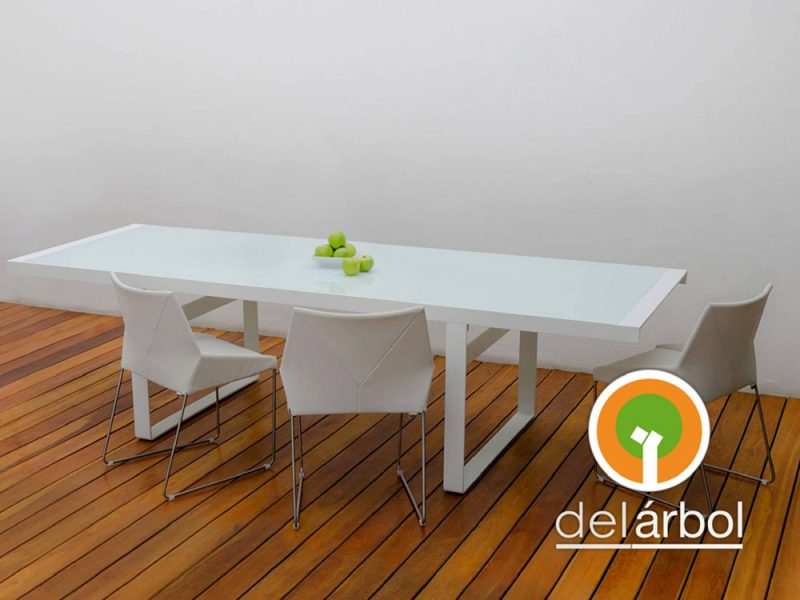 Mesa Kaleido de Aluminio y Vidrio para Jardín y Exterior | del-arbol.com.ar