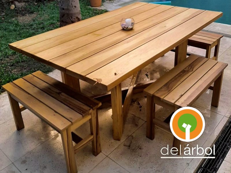 Mesa Molinete Rectangular de Madera para Interior | del-arbol.com.ar