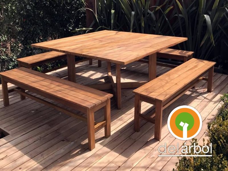 Mesa Molinete de Madera para Jardín y Exterior | del-arbol.com.ar