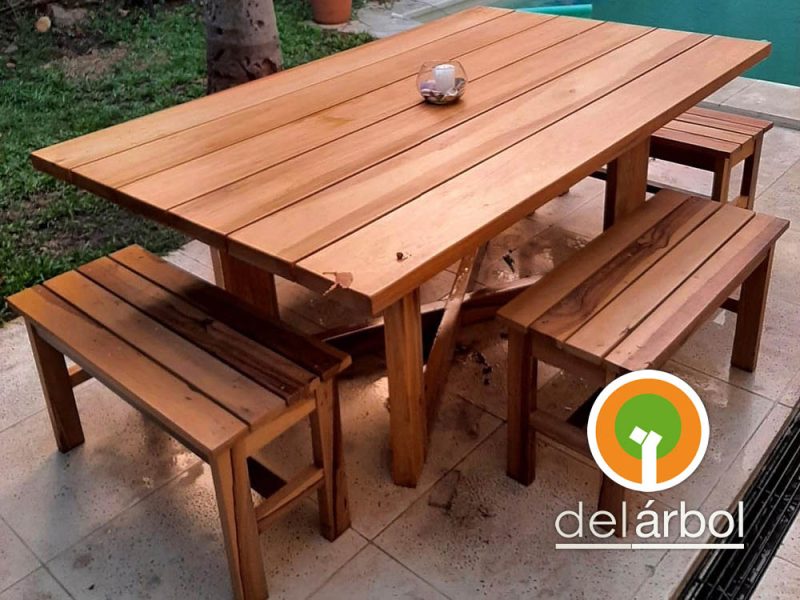 Mesa Molinete de Madera para Jardín y Exterior | del-arbol.com.ar