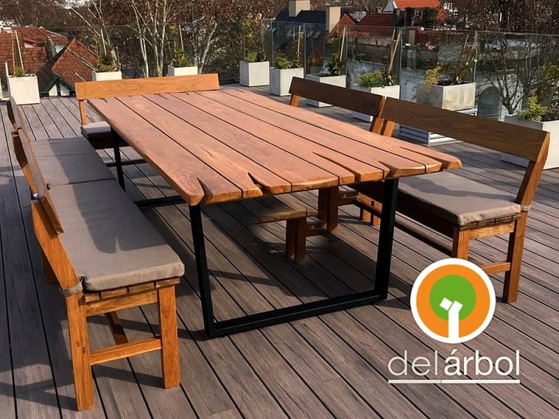 Mesa Log de Madera para Jardín y Exterior | del-arbol.com.ar