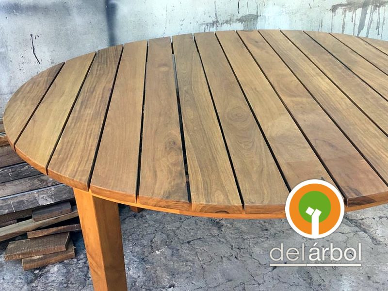 Mesa Redonda de Madera para Jardín y Exterior | del-arbol.com.ar