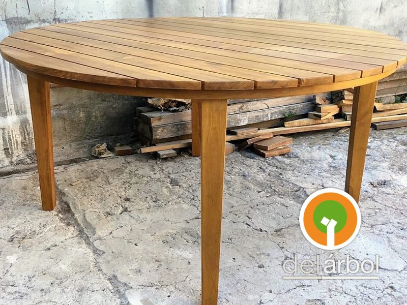 Mesa Redonda de Madera para Jardín y Exterior | del-arbol.com.ar