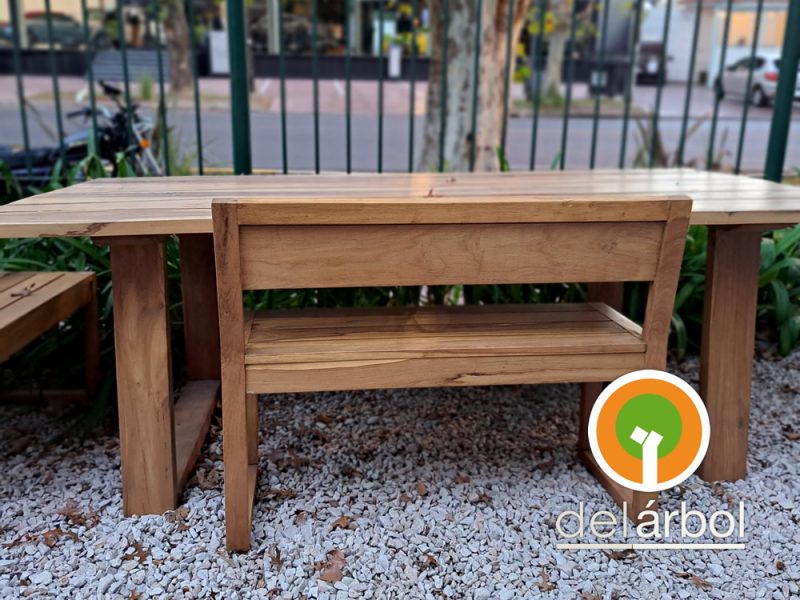 Mesa Trapecio de Madera para Jardín y Exterior